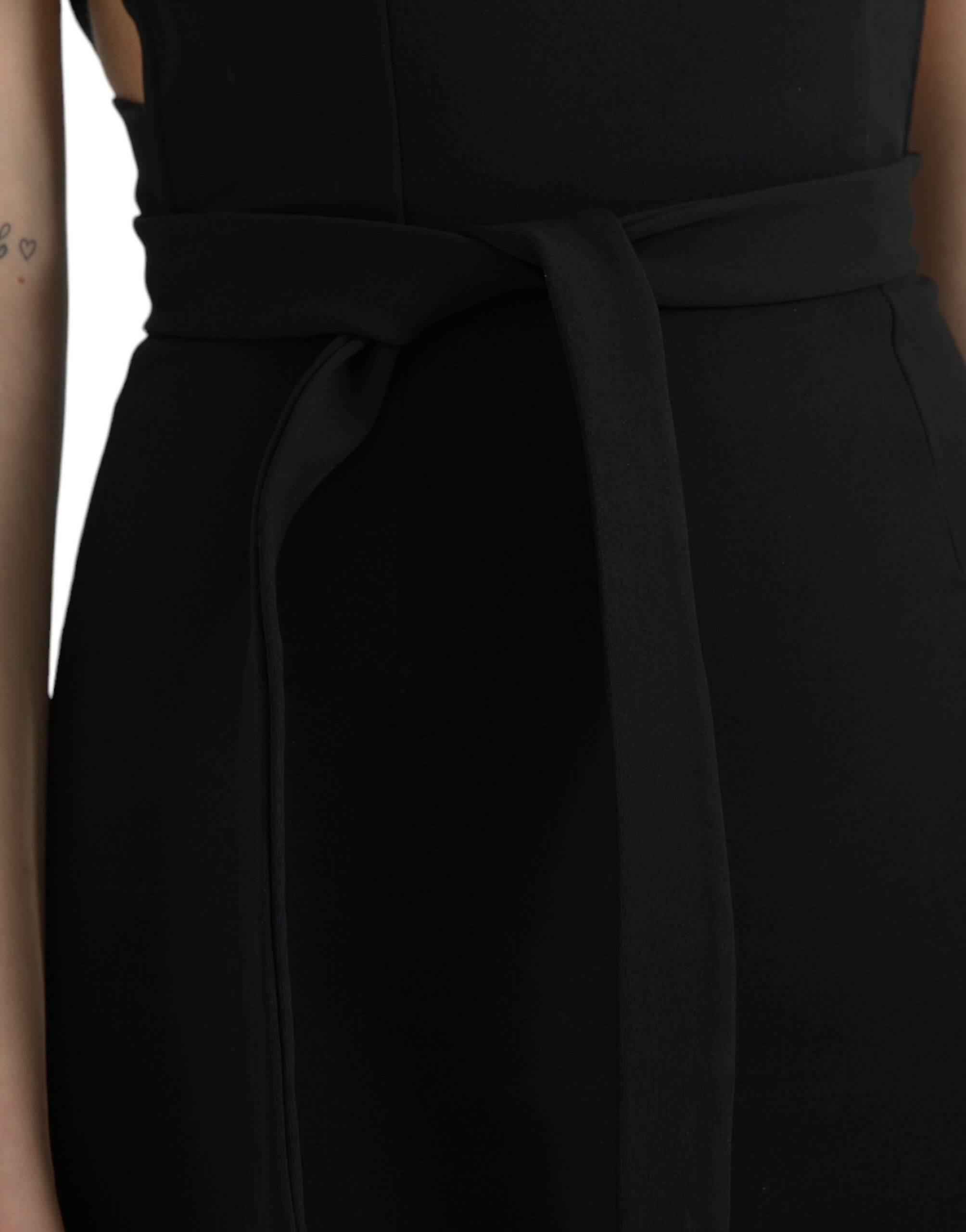 Dolce & Gabbana Black Sheath Halter Sleeveless Midi Dress - Hilstor