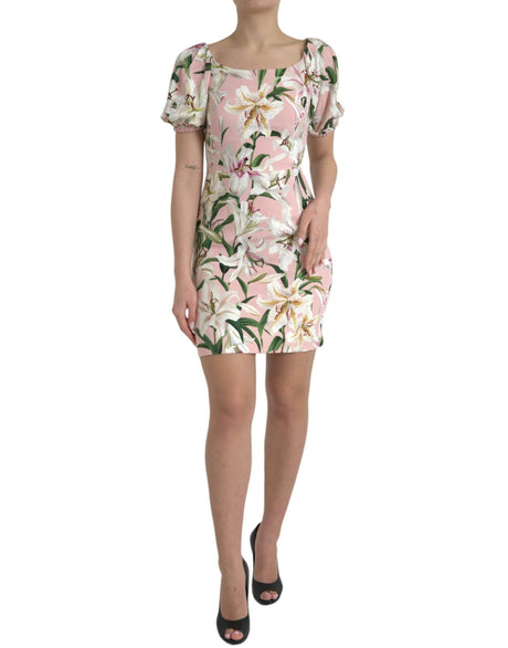 Dolce & Gabbana Elegant Pink Lily Print Sheath Dress - Hilstor