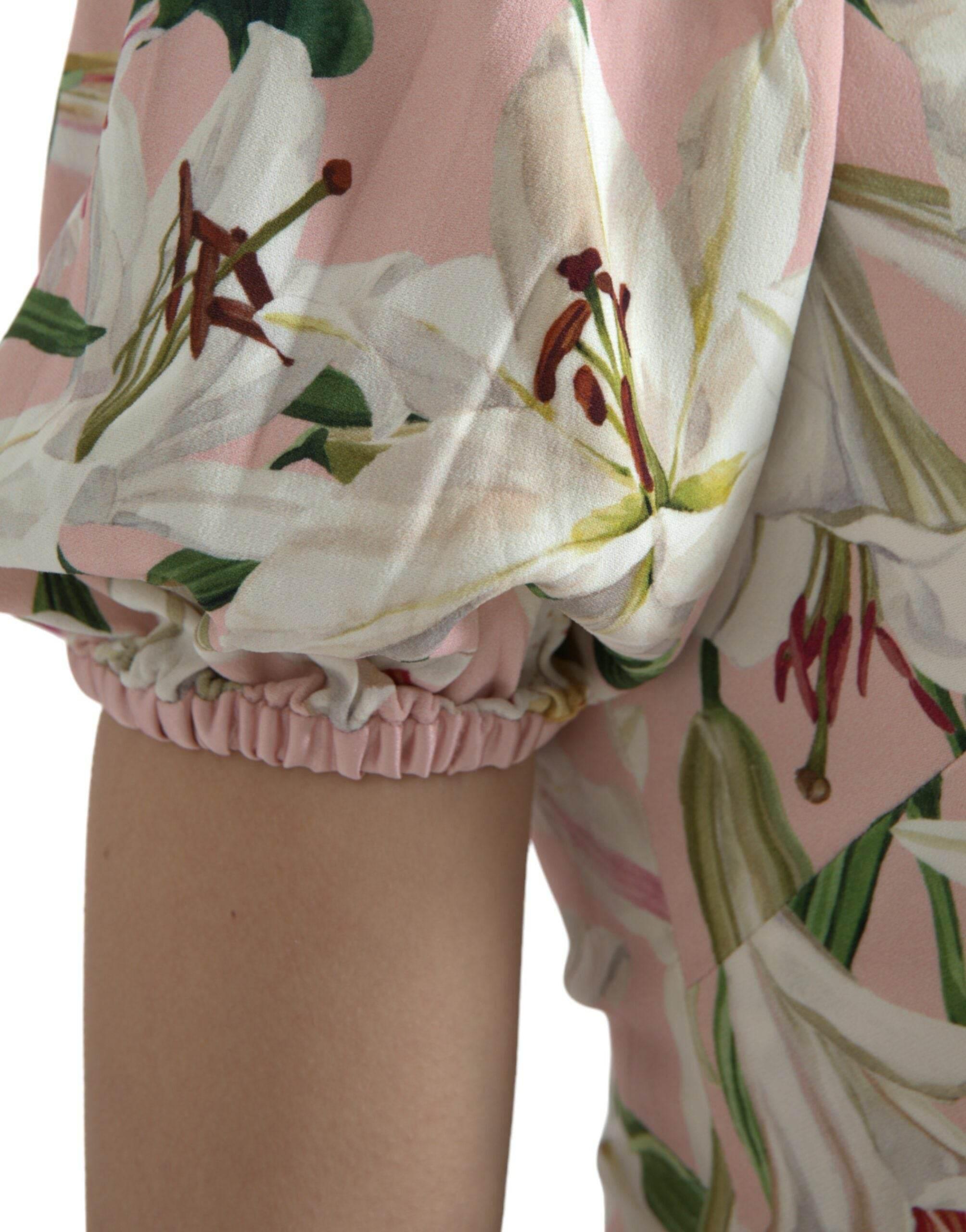 Dolce & Gabbana Elegant Pink Lily Print Sheath Dress - Hilstor
