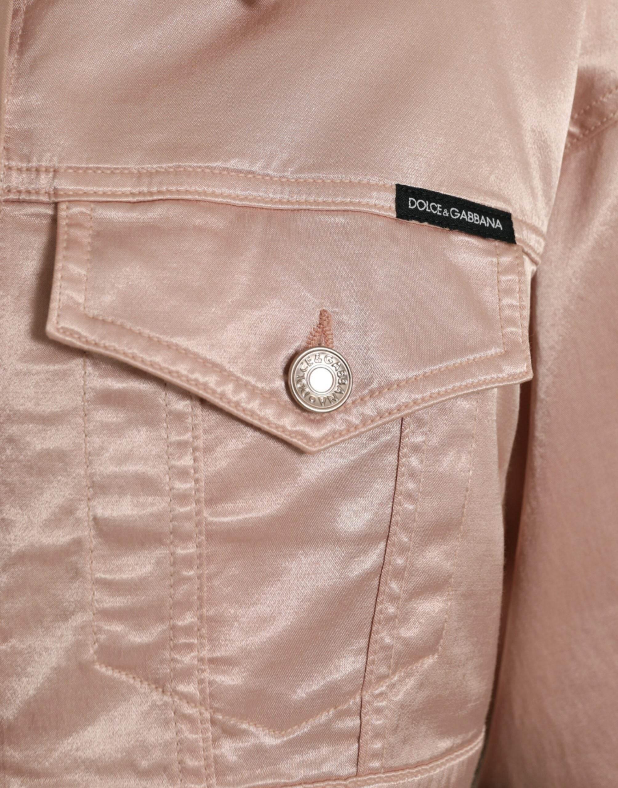 Dolce & Gabbana Elegant Pink Cropped Denim Jacket - Hilstor