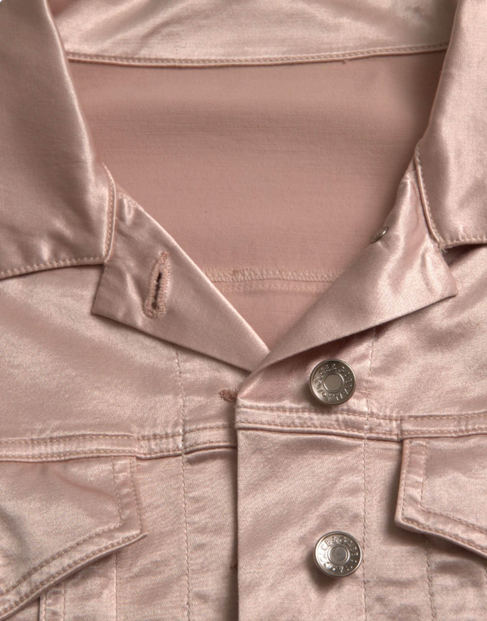 Dolce & Gabbana Elegant Pink Cropped Denim Jacket - Hilstor