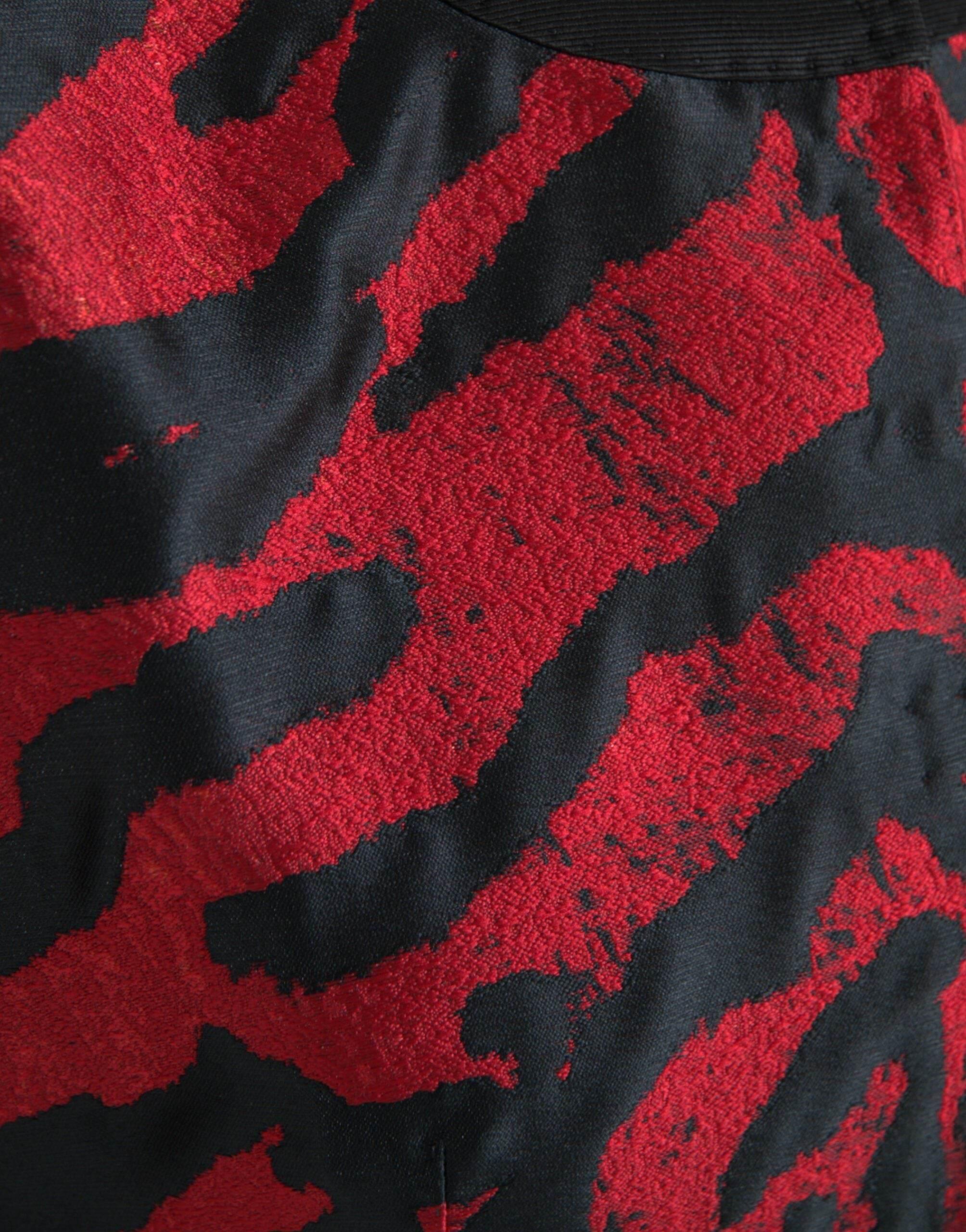 Dolce & Gabbana Black Red Patterned Cropped Coat Jacket - Hilstor