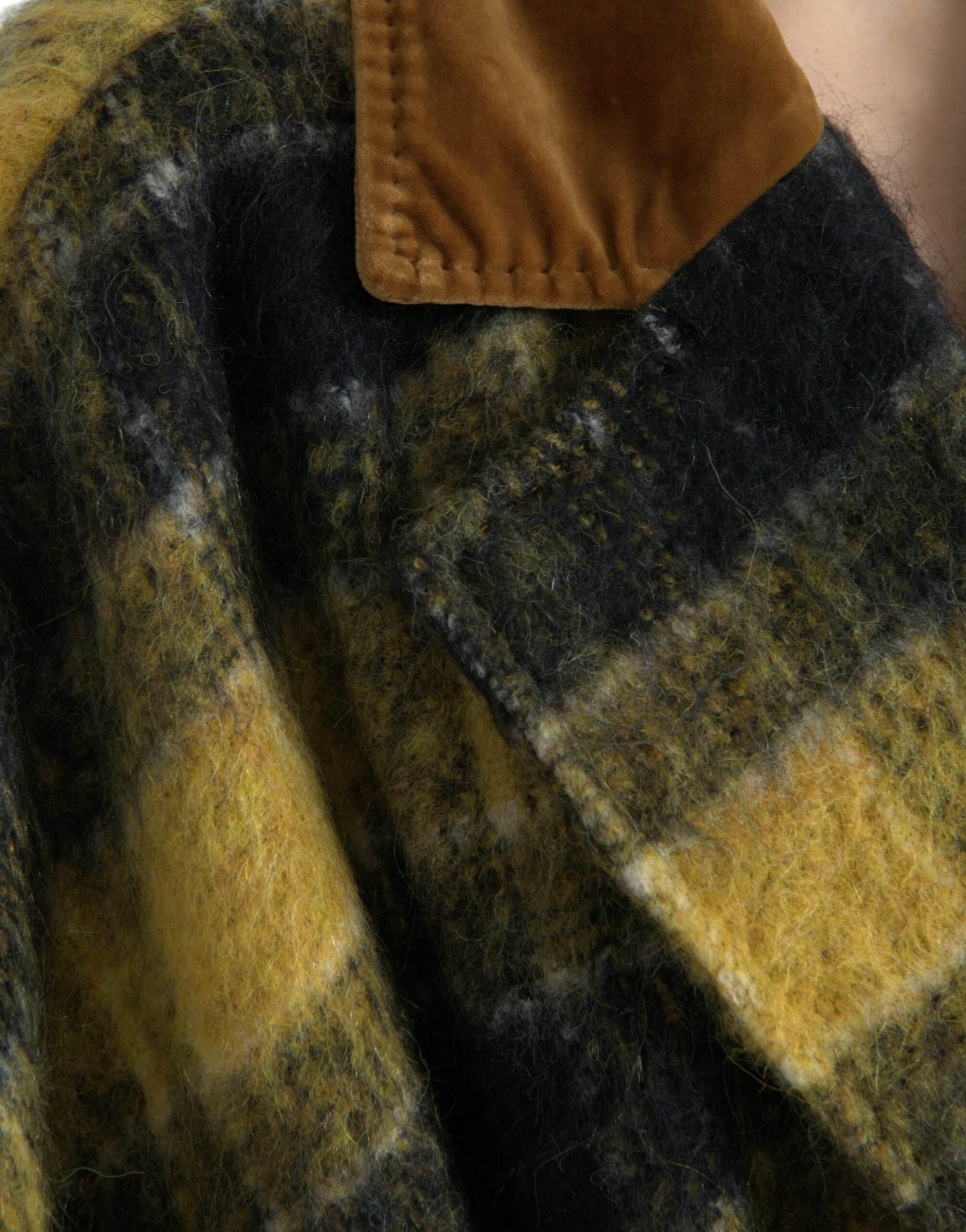 Dolce & Gabbana Yellow Checkered Long Sleeve Coat Jacket - Hilstor