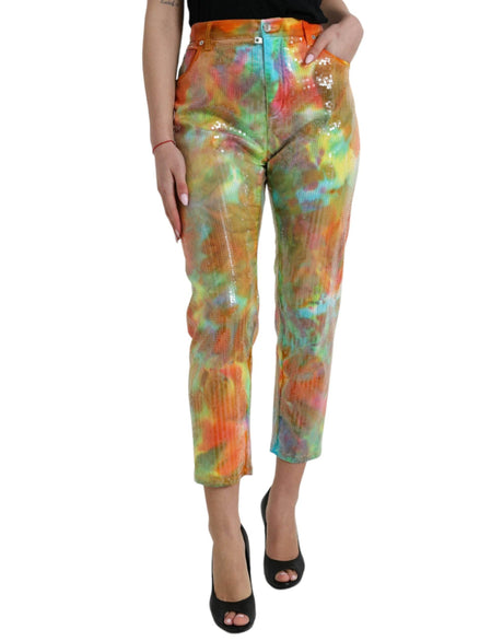 Dolce & Gabbana Multicolor High Waist Cropped Pants - Hilstor