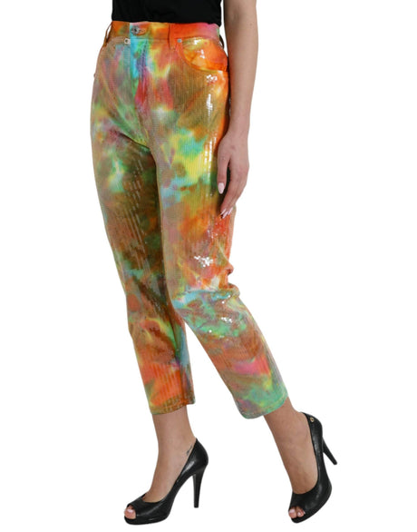 Dolce & Gabbana Multicolor High Waist Cropped Pants - Hilstor