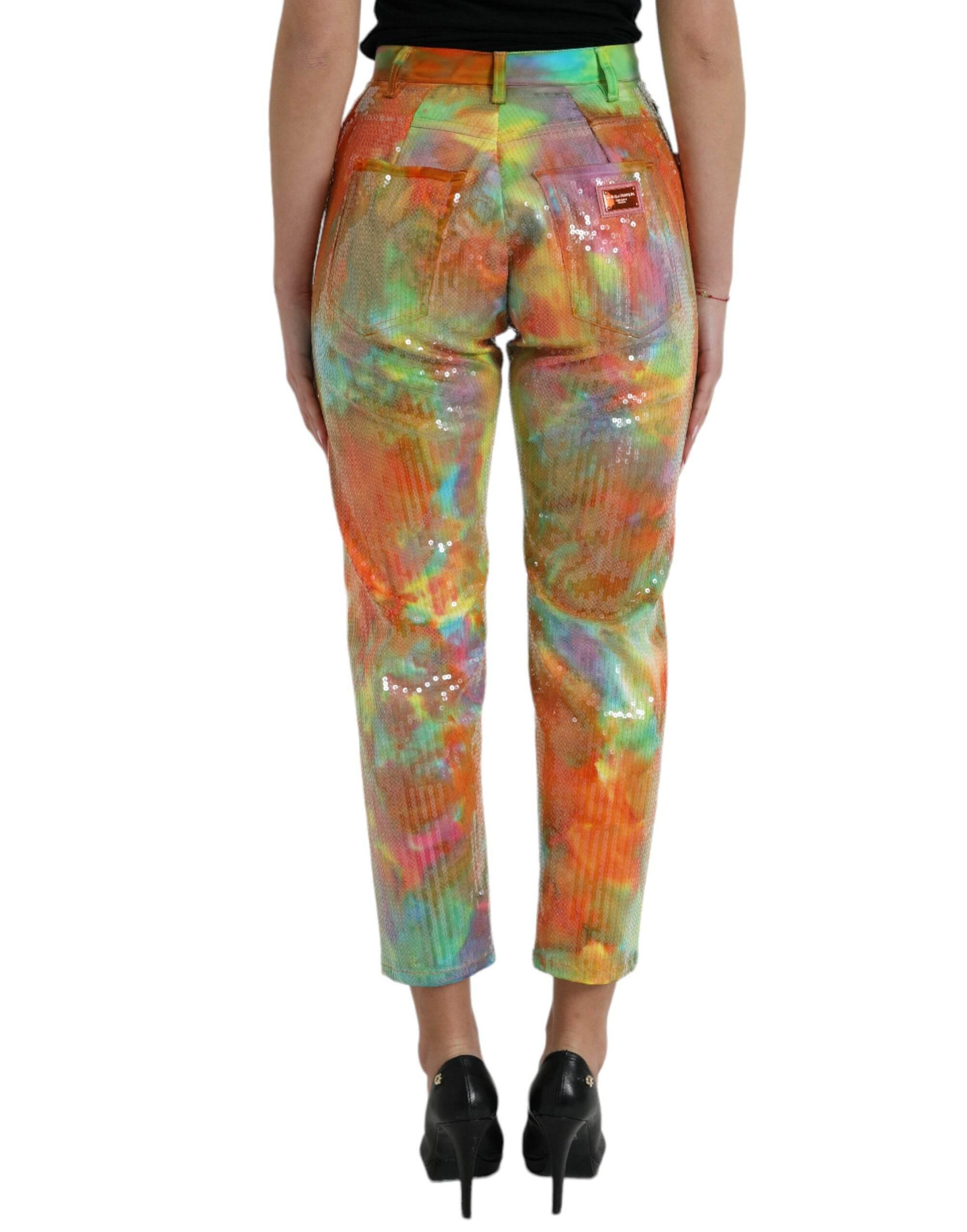Dolce & Gabbana Multicolor High Waist Cropped Pants - Hilstor