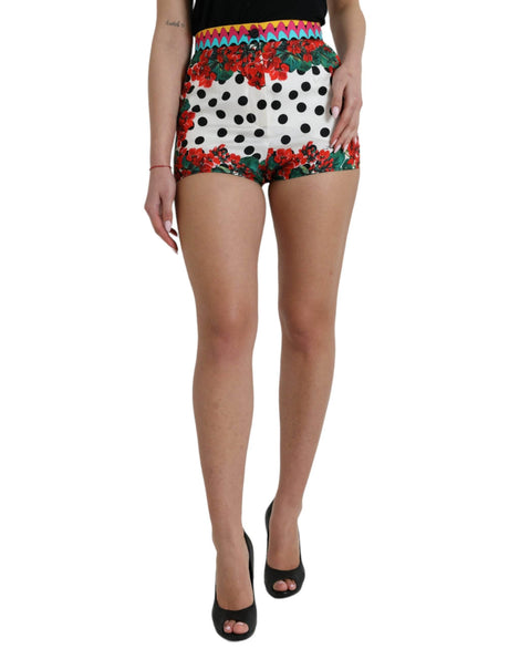 Dolce & Gabbana Multicolor Silk High Waist Hot Pants - Hilstor