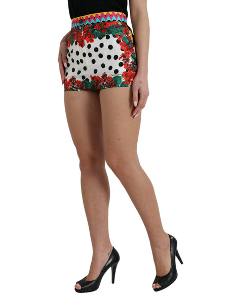 Dolce & Gabbana Multicolor Silk High Waist Hot Pants - Hilstor