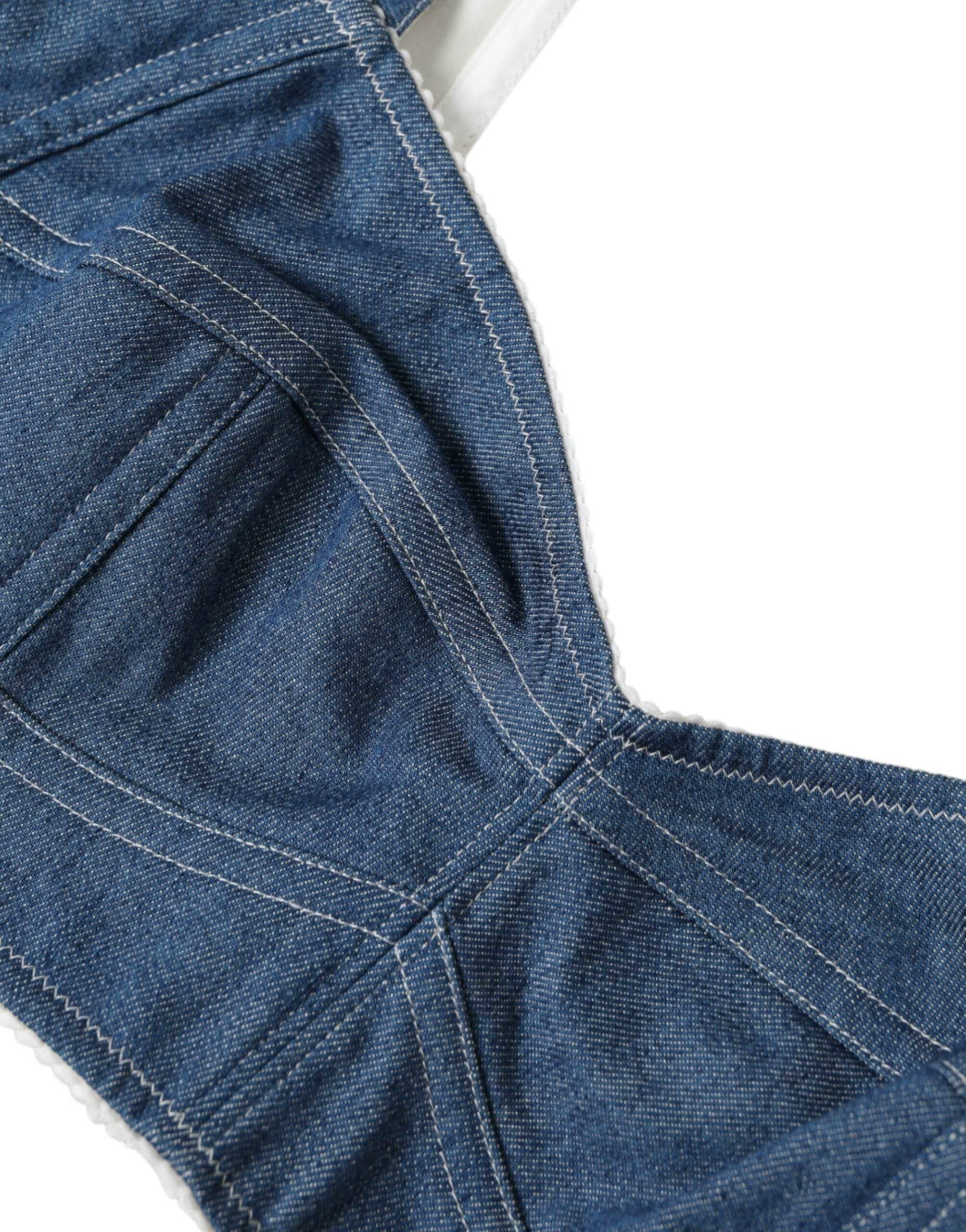 Dolce & Gabbana Blue Sleeveless Bustier Crop Cotton Denim Top - Hilstor