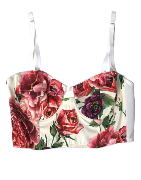 Dolce & Gabbana Floral Silk Blend Bustier Crop Top - Hilstor