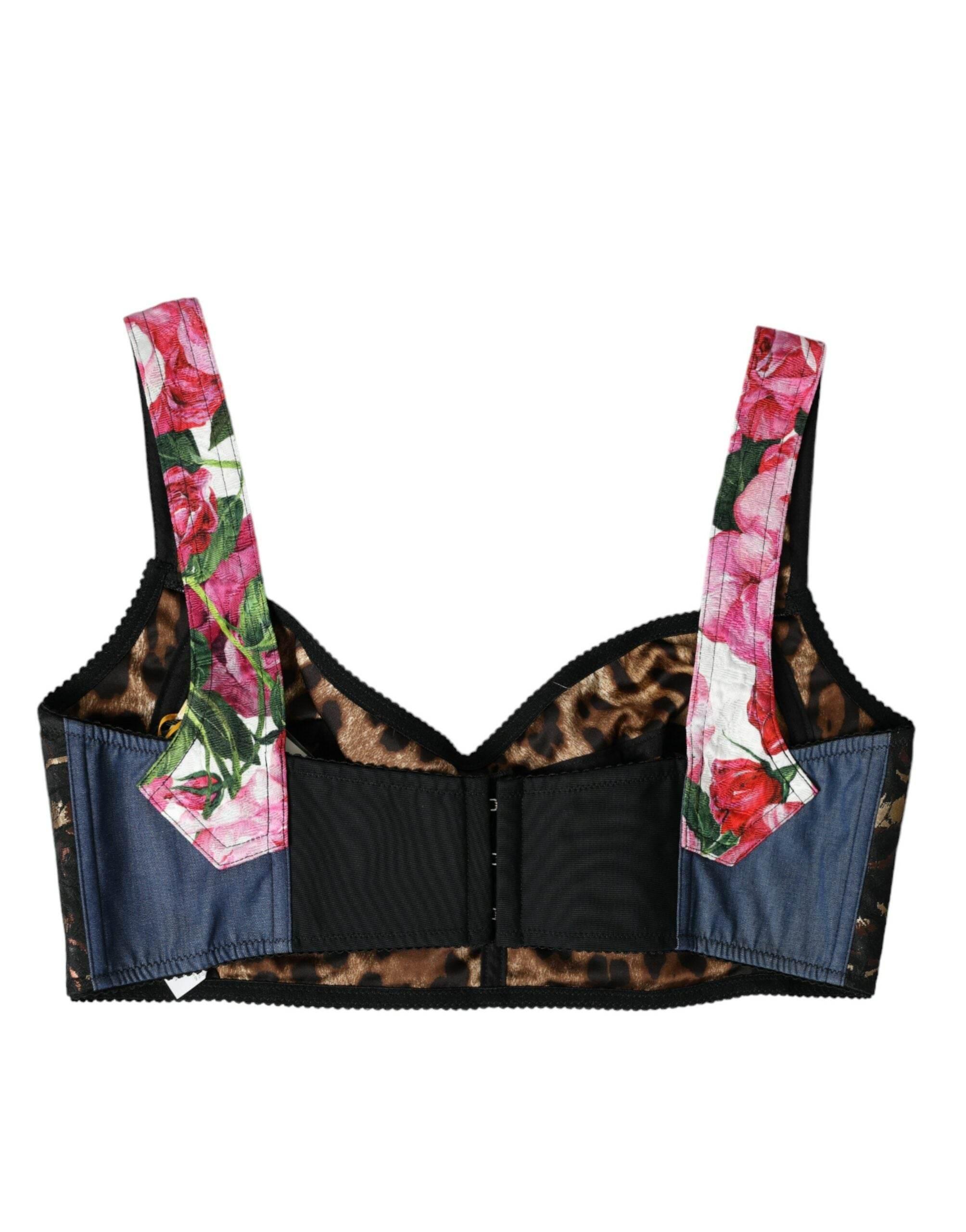 Dolce & Gabbana Floral Patchwork Bustier Crop Top - Hilstor