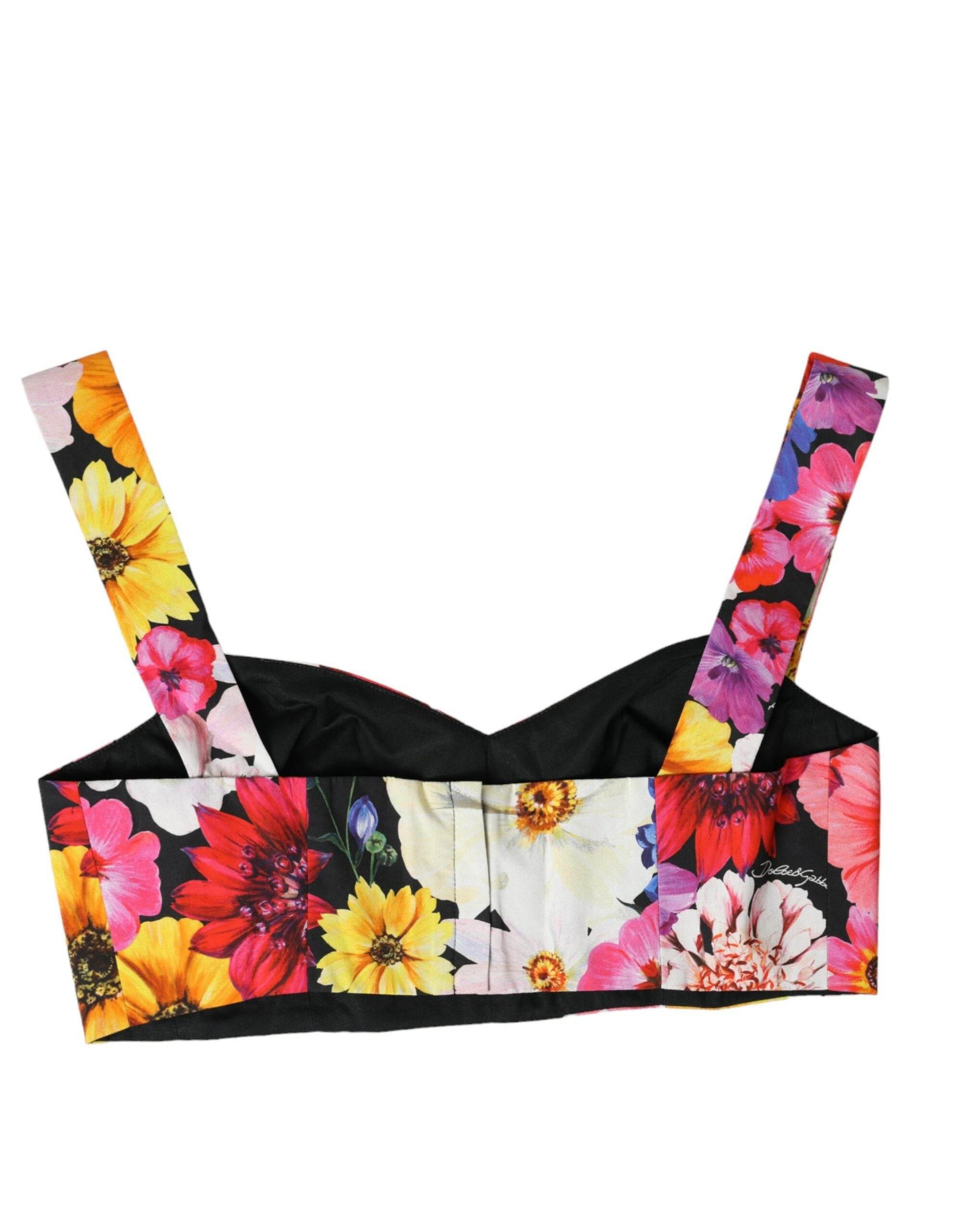 Dolce & Gabbana Exquisite Floral Bustier Crop Top - Hilstor
