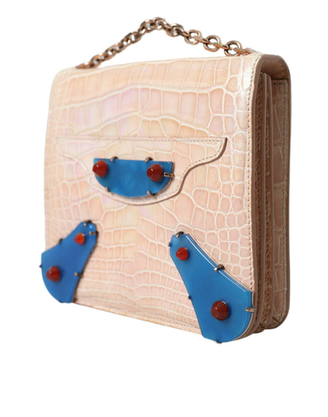 Balenciaga Elegant Mini Chain Beige Clutch for Evening Elegance - Hilstor