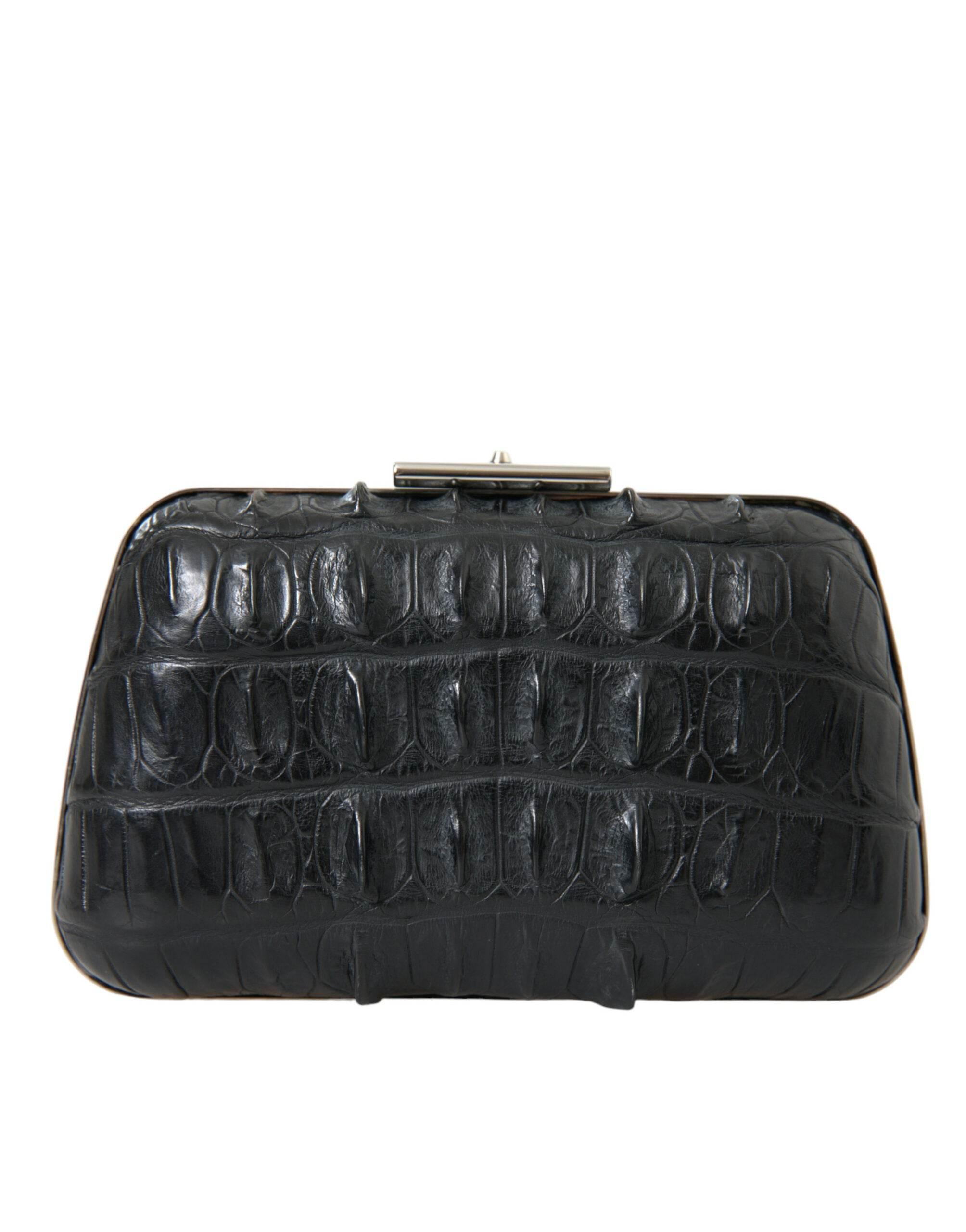 Balenciaga Elegant Crocodile Leather Evening Clutch - Hilstor