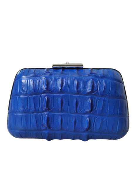 Balenciaga Electric Blue Crocodile Skin Clutch - Hilstor