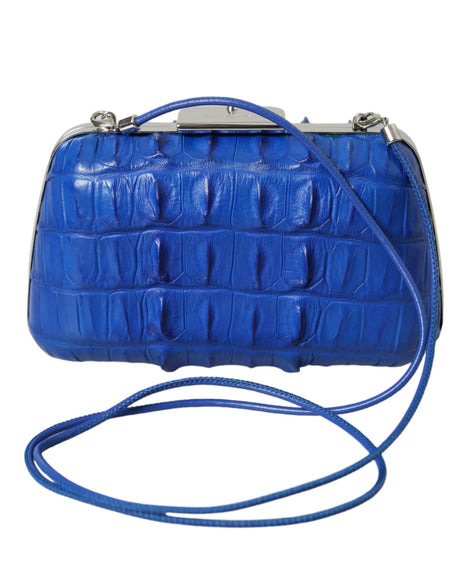 Balenciaga Electric Blue Crocodile Skin Clutch - Hilstor