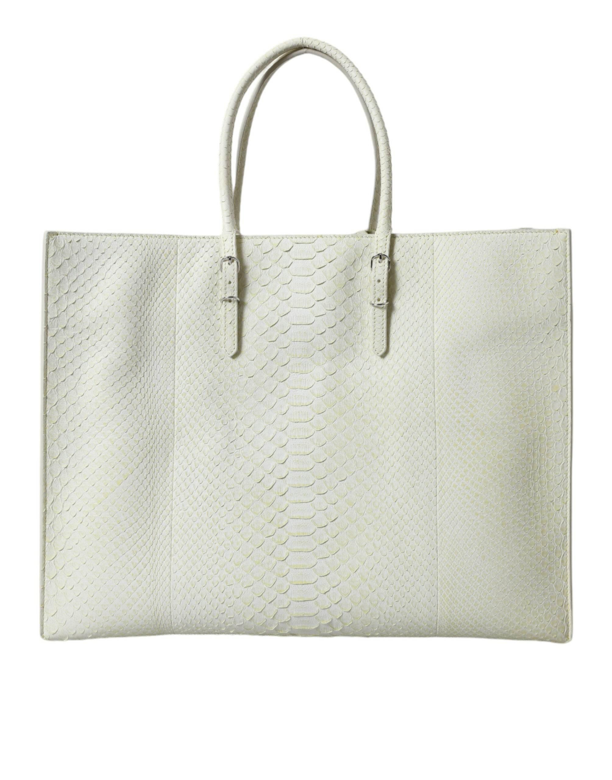 Balenciaga Chic Python Leather Tote in White & Yellow - Hilstor