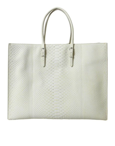 Balenciaga Chic Python Leather Tote in White & Yellow - Hilstor