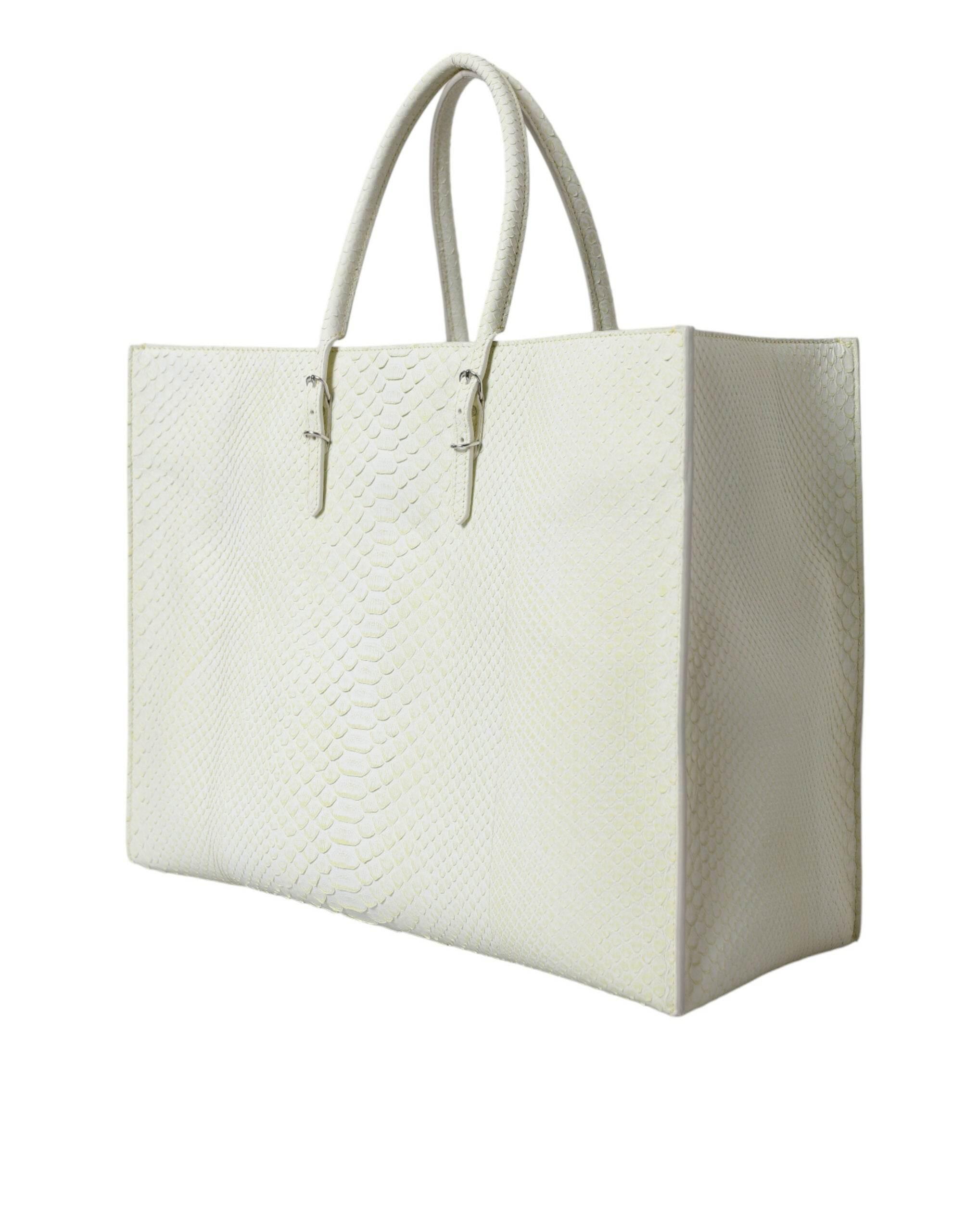 Balenciaga Chic Python Leather Tote in White & Yellow - Hilstor