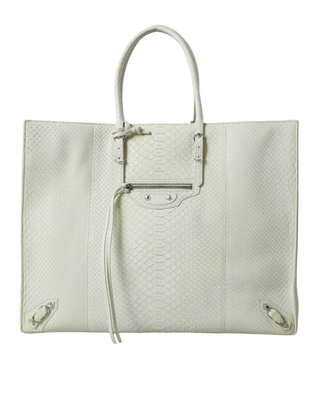 Balenciaga Chic Python Leather Tote in White & Yellow - Hilstor