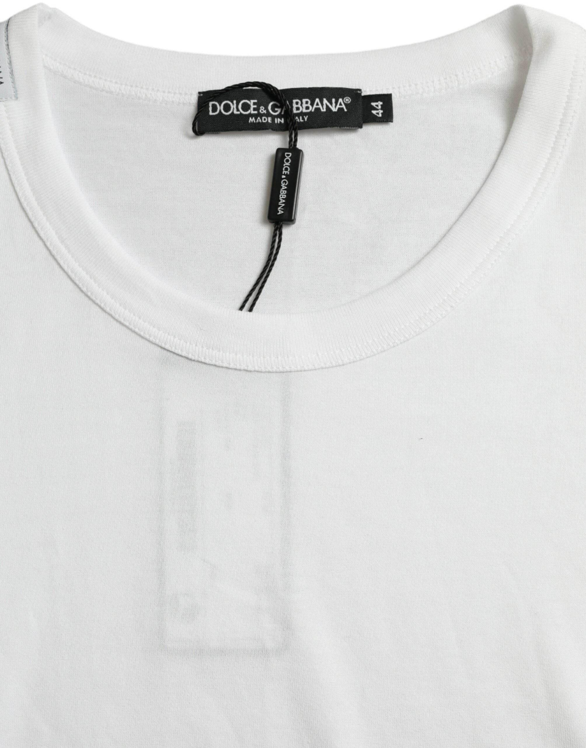 Dolce & Gabbana White Logo Crew Neck Short Sleeves T-shirt - Hilstor