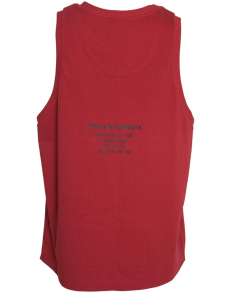 Dolce & Gabbana Red Leopard Print Sleeveless Tank T-shirt - Hilstor