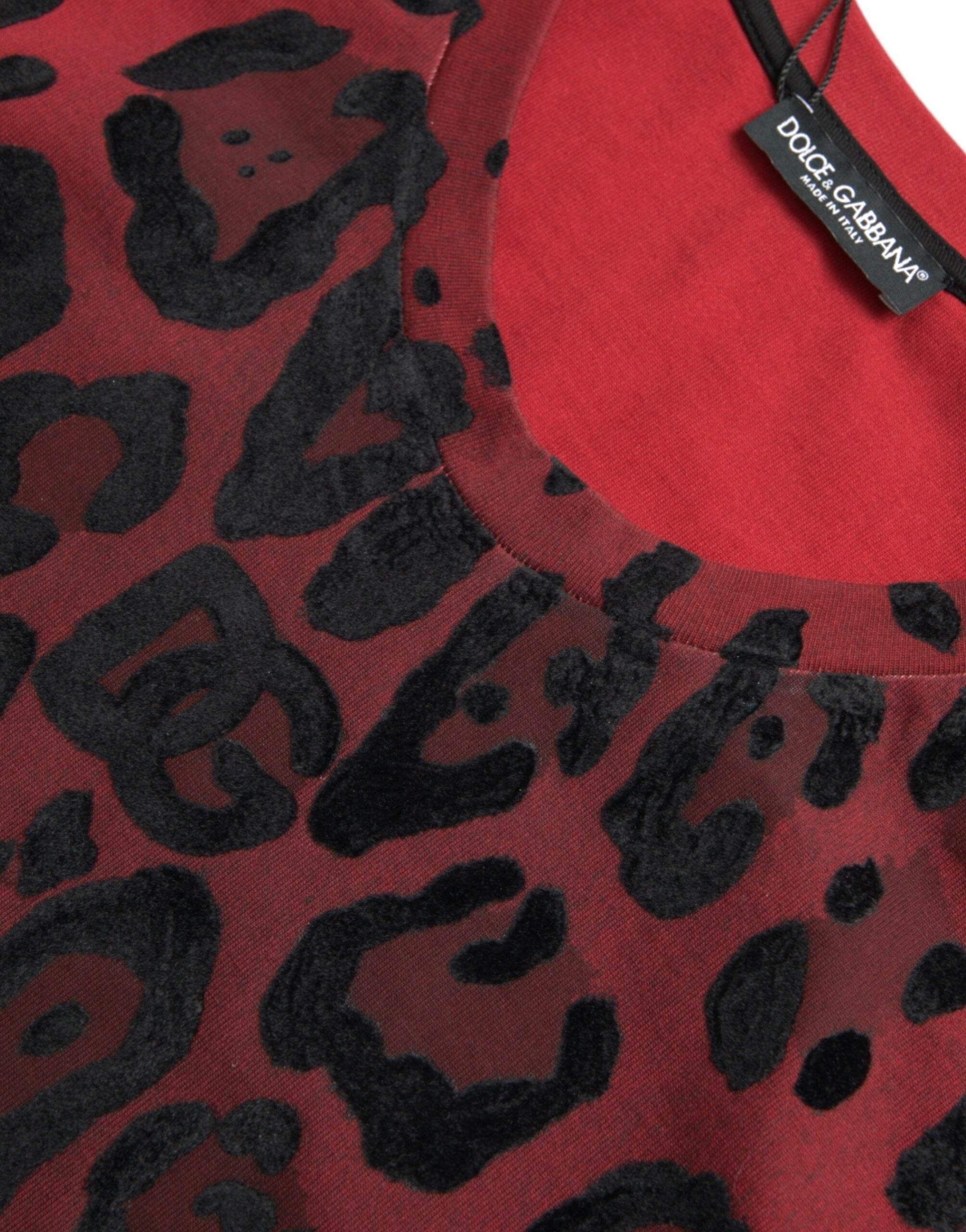 Dolce & Gabbana Red Leopard Print Sleeveless Tank T-shirt - Hilstor