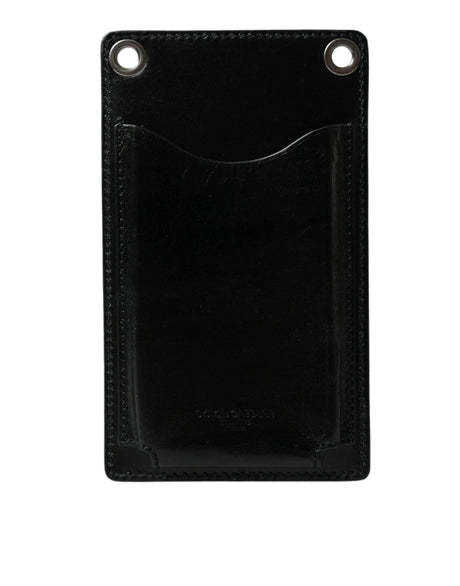 Dolce & Gabbana Wallet Black Horse Leather Zip Logo Cross Body Phone Slot - Hilstor