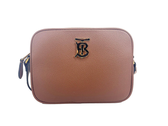 Burberry Small Leather Tan Camera Crossbody TB Logo Bag - Hilstor