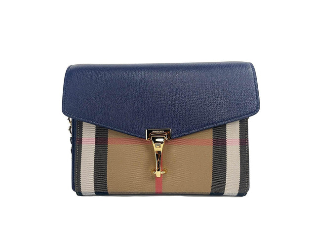 Burberry Macken Small Regency Blue House Check Leather Crossbody Bag - Hilstor