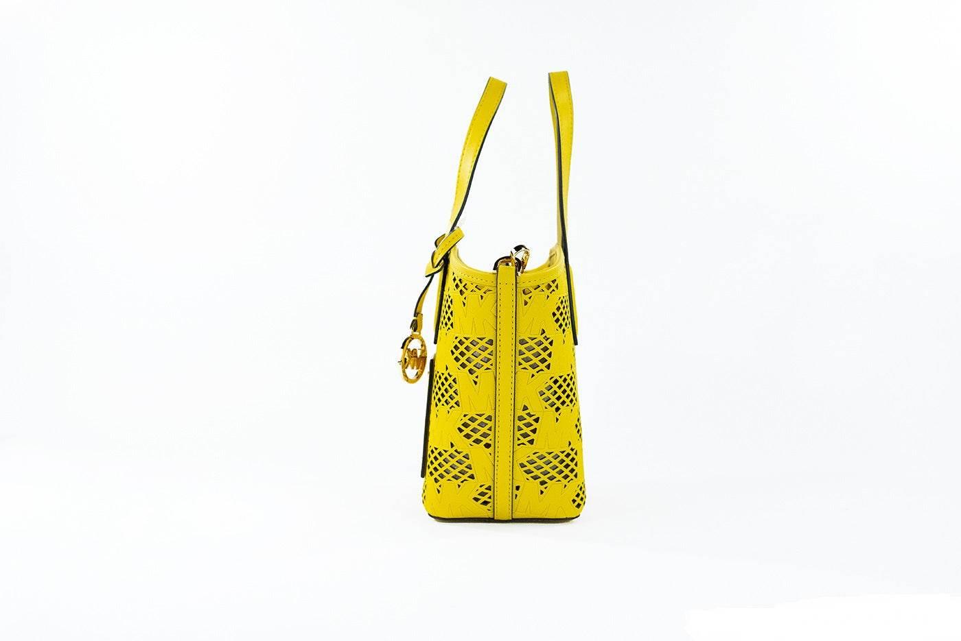 Michael Kors Kimber Small Daffodil Leather 2-in-1 Zip Tote Messenger Bag Purse - Hilstor