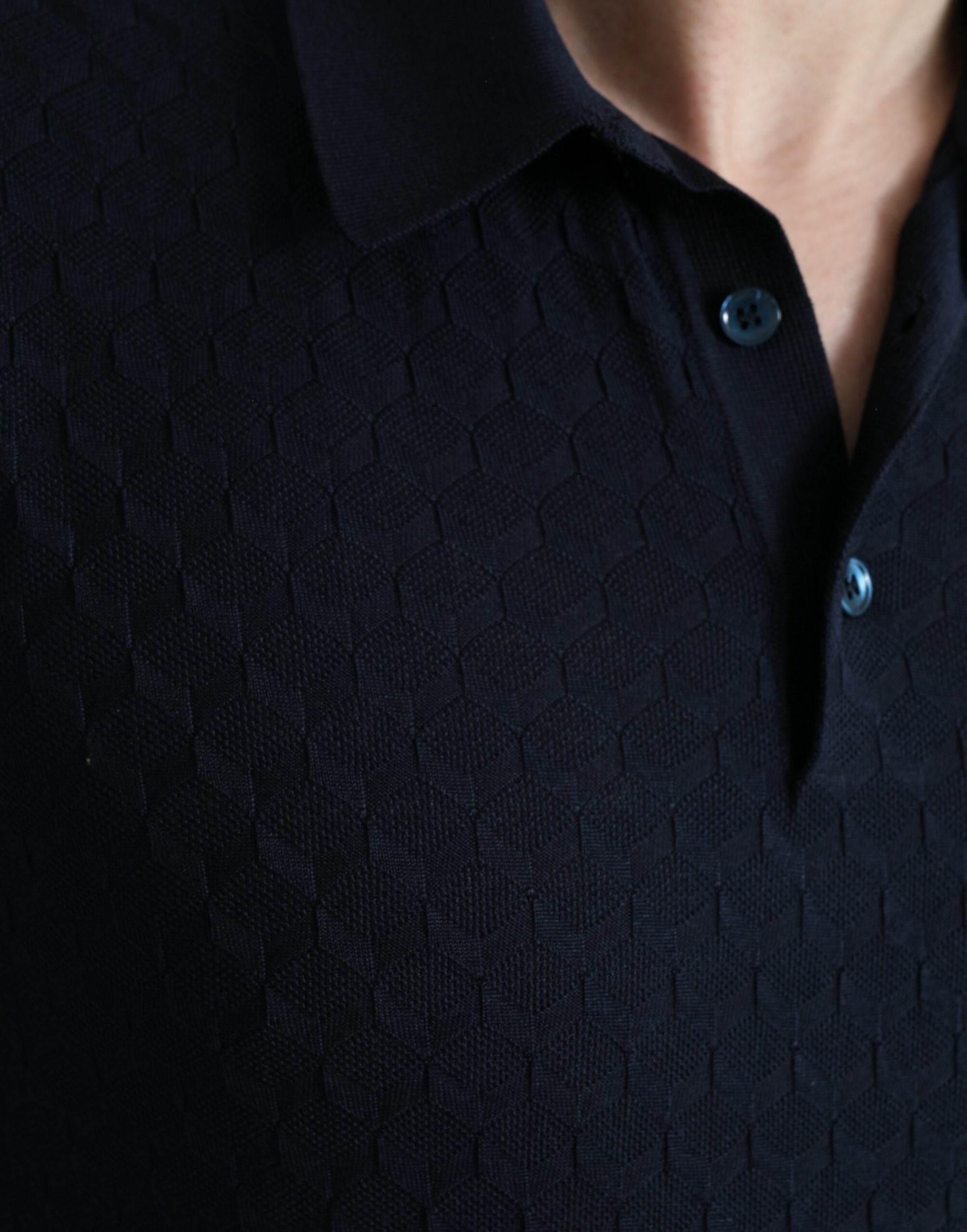 Dolce & Gabbana Dark Blue Collared Short Sleeve Polo T-shirt - Hilstor