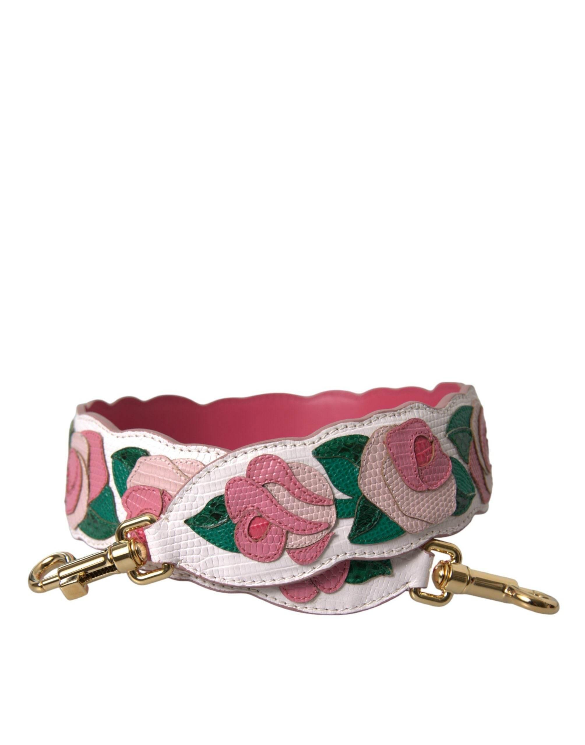 Dolce & Gabbana White Floral Leather Accessory Shoulder Strap - Hilstor