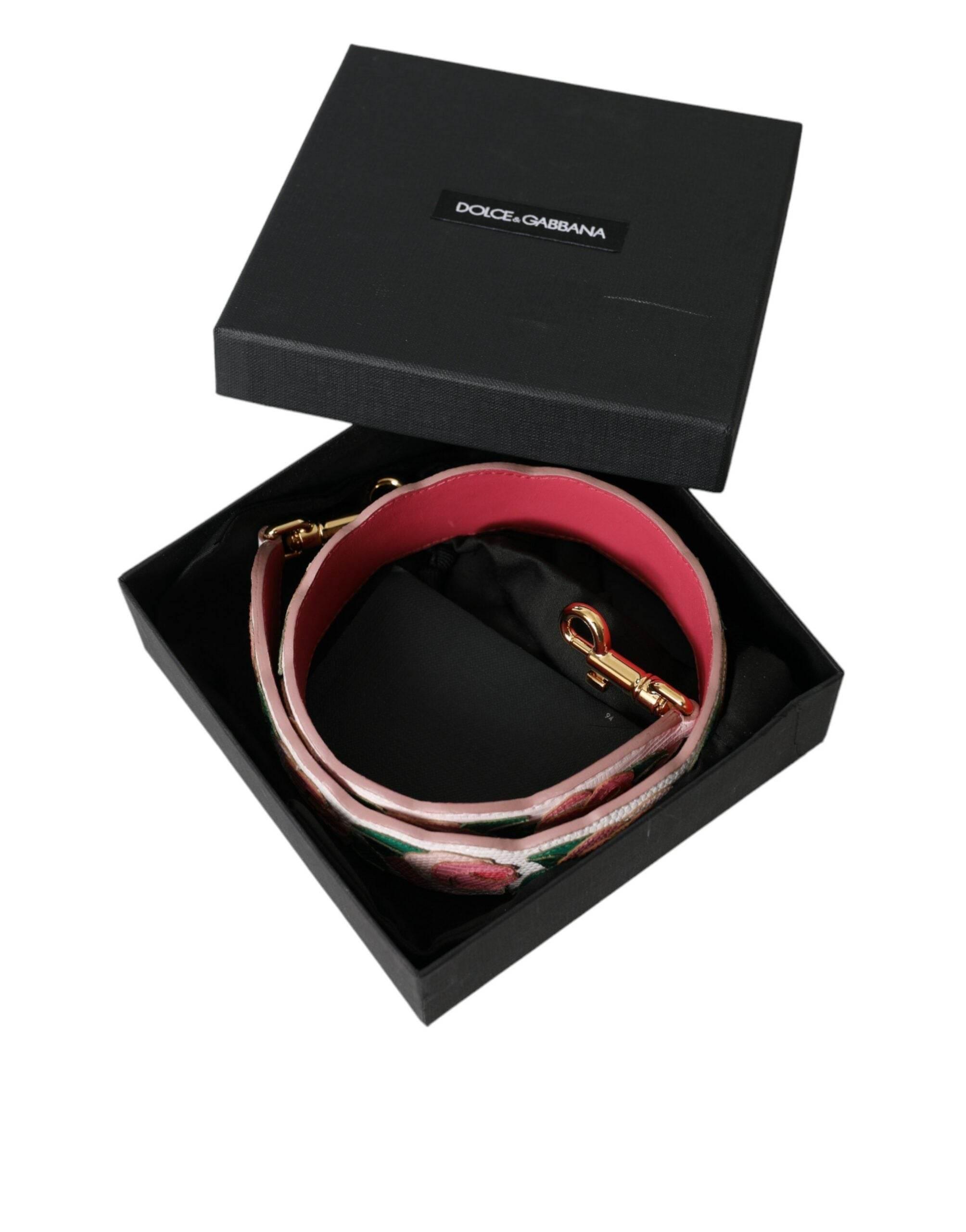 Dolce & Gabbana White Floral Leather Accessory Shoulder Strap - Hilstor