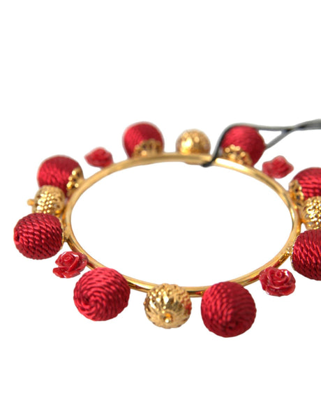 Dolce & Gabbana Gold Brass Red RUNWAY Sicilia Natale Roses Bracelet - Hilstor