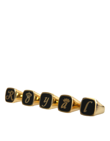 Dolce & Gabbana Gold Brass ROYAL Enamel Set of 5 Ring - Hilstor