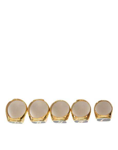 Dolce & Gabbana Gold Brass ROYAL Enamel Set of 5 Ring - Hilstor
