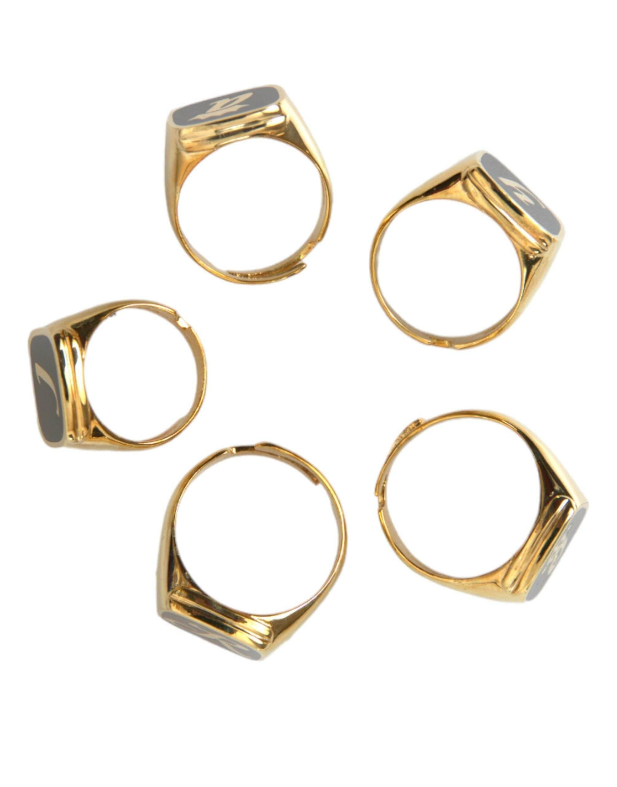 Dolce & Gabbana Gold Brass ROYAL Enamel Set of 5 Ring - Hilstor