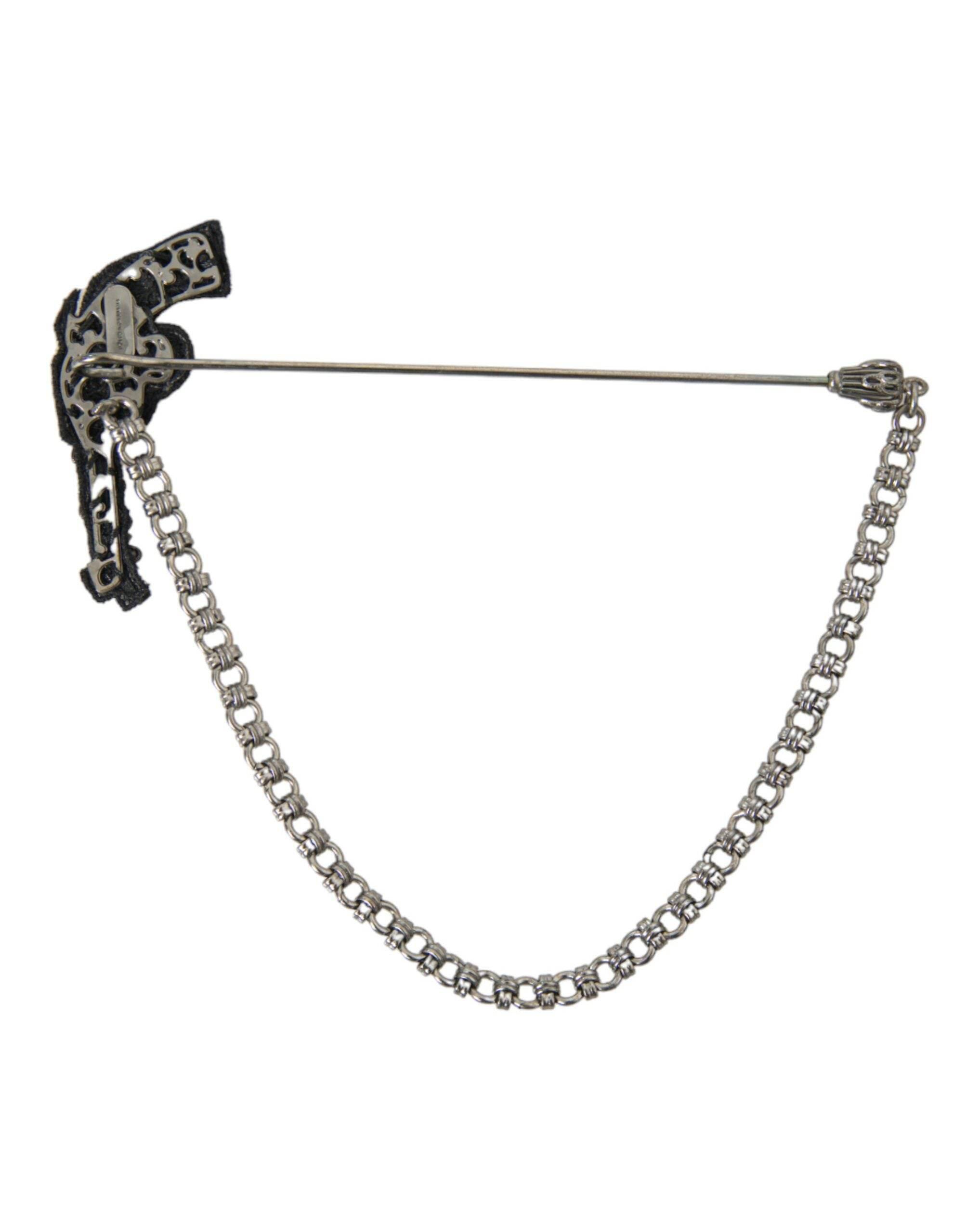 Dolce & Gabbana Brass Copper Silk Revolver Gun Men Brooch Lapel Pin - Hilstor