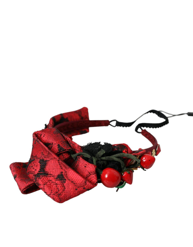 Dolce & Gabbana Red Cherry Sicily Embellished Women Hairband Diadem - Hilstor