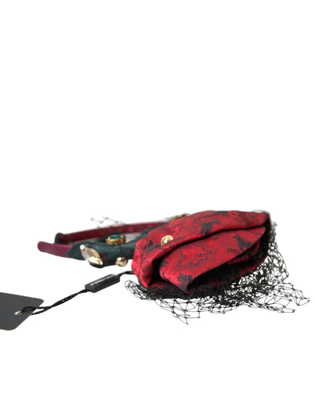 Dolce & Gabbana Multicolor Rose Silk Crystal Netted Logo Headband Diadem - Hilstor