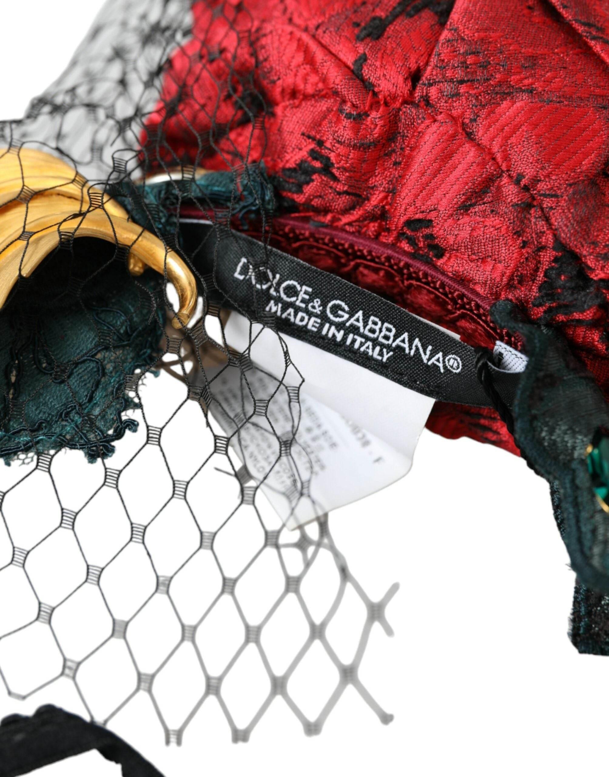 Dolce & Gabbana Multicolor Rose Silk Crystal Netted Logo Headband Diadem - Hilstor