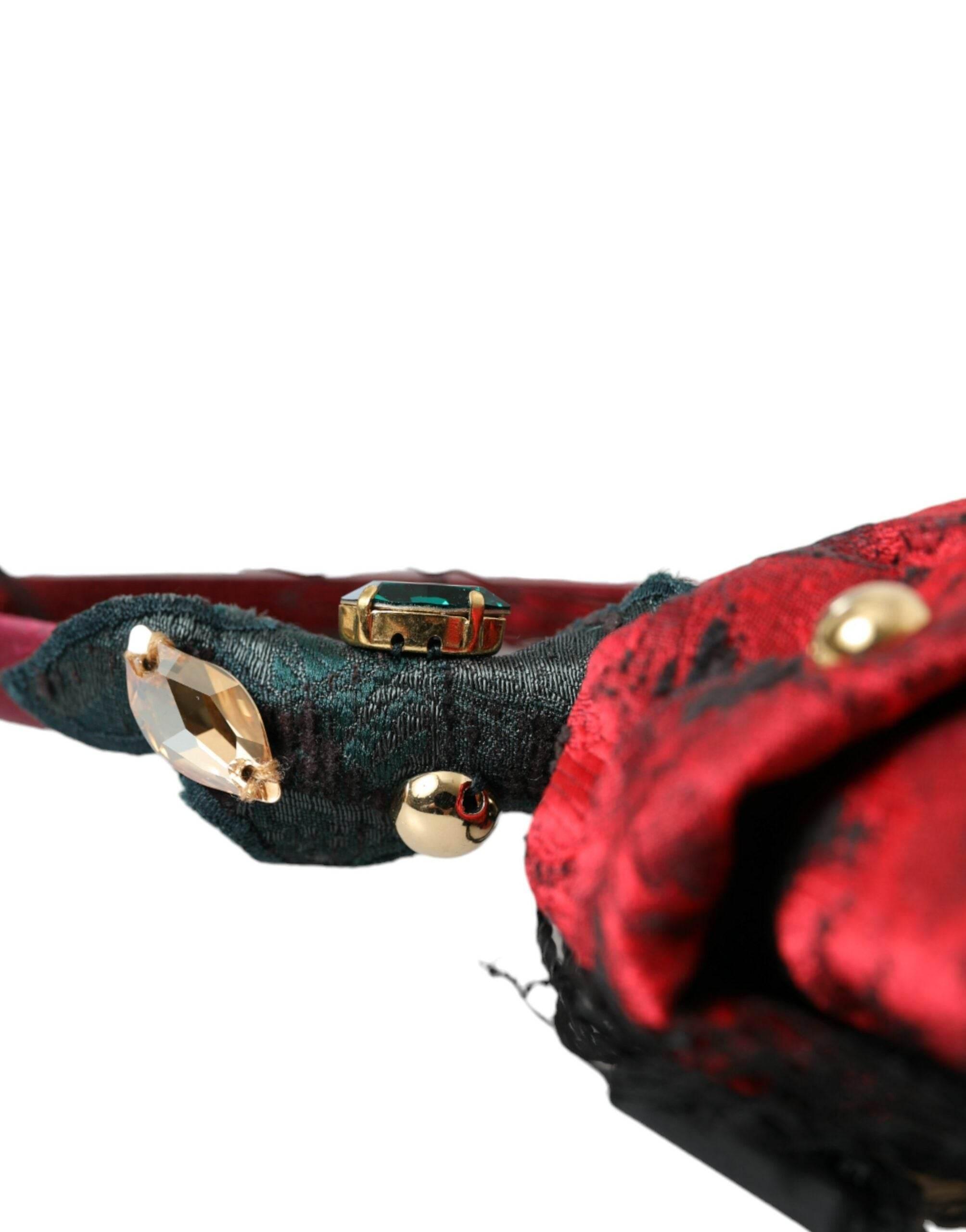 Dolce & Gabbana Multicolor Rose Silk Crystal Netted Logo Headband Diadem - Hilstor