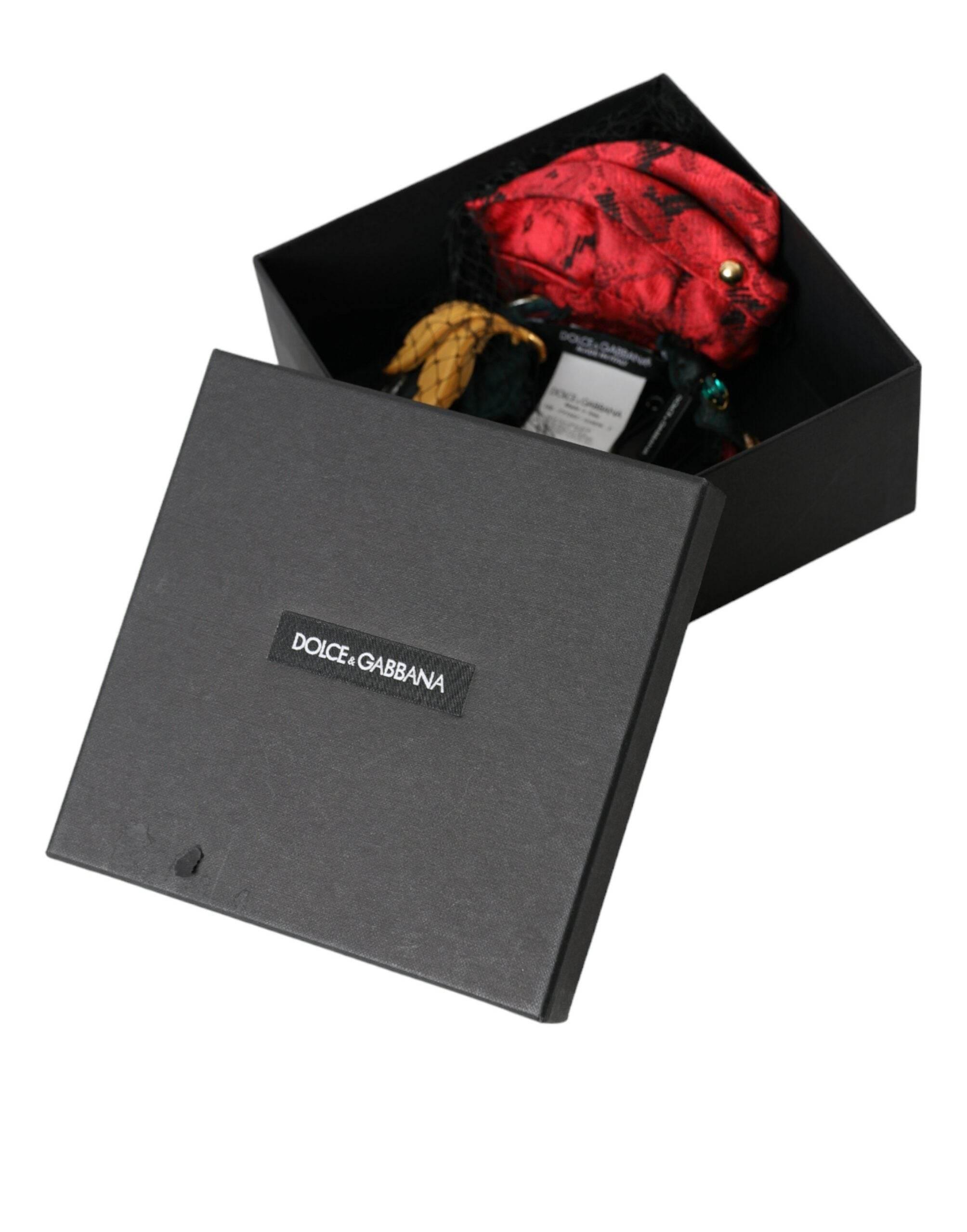 Dolce & Gabbana Multicolor Rose Silk Crystal Netted Logo Headband Diadem - Hilstor