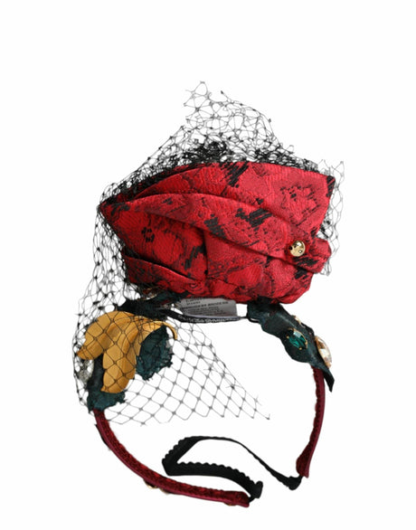 Dolce & Gabbana Multicolor Rose Silk Crystal Netted Logo Headband Diadem - Hilstor