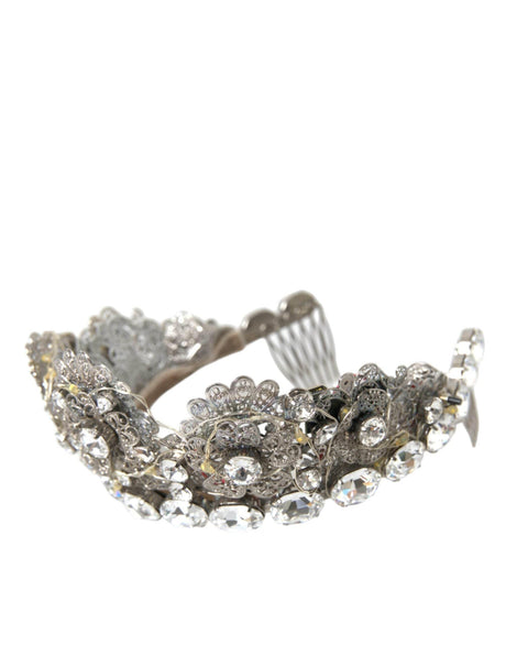 Dolce & Gabbana Silver Brass STRASS Crystal Crown Tiara LED Diadem - Hilstor