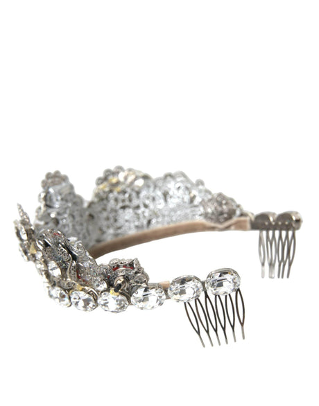 Dolce & Gabbana Silver Brass STRASS Crystal Crown Tiara LED Diadem - Hilstor