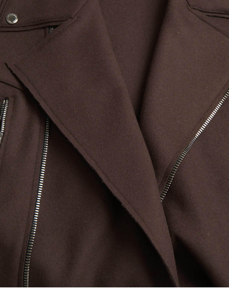 Dolce & Gabbana Brown Coat Short Biker Wool Jacket - Hilstor
