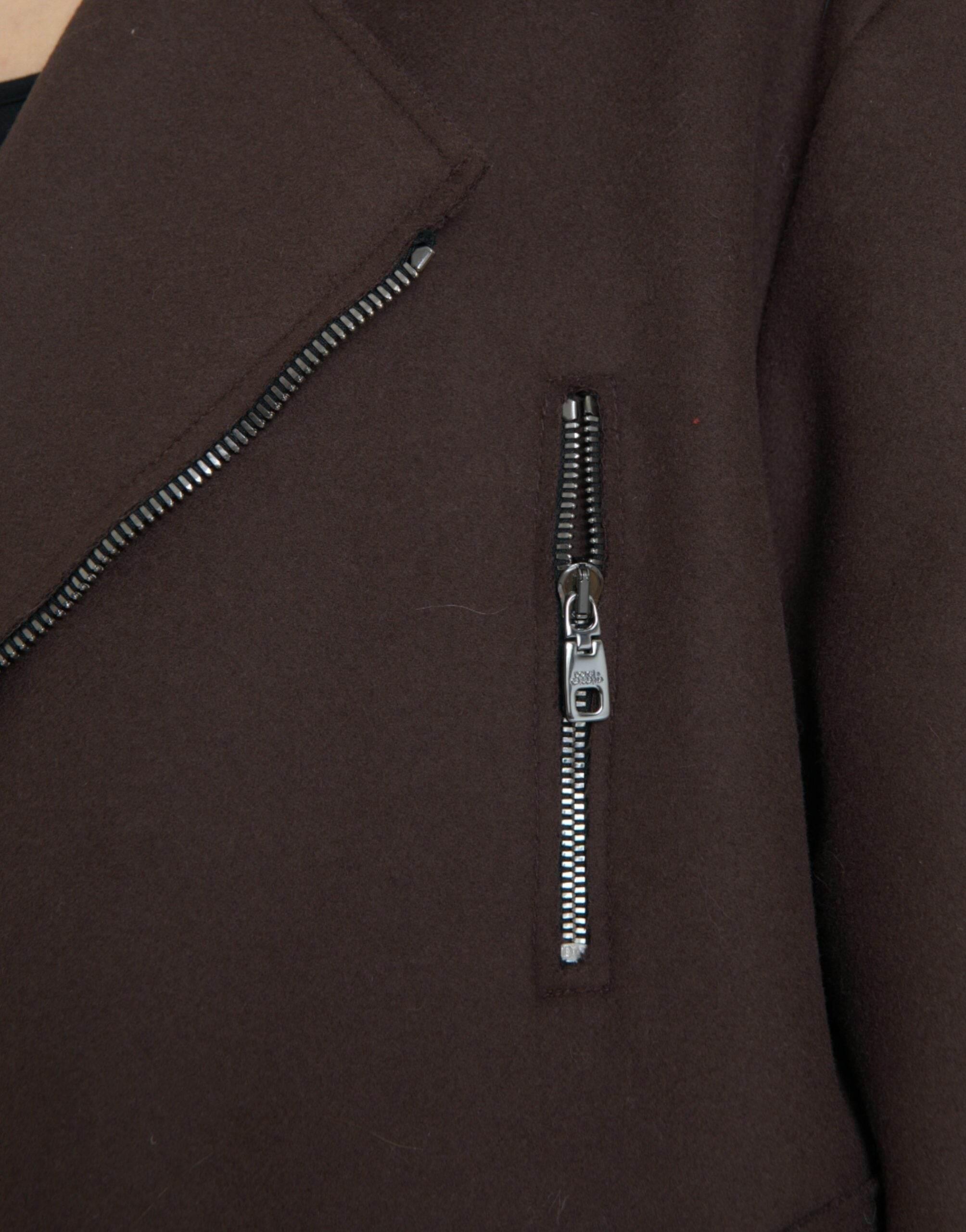 Dolce & Gabbana Brown Coat Short Biker Wool Jacket - Hilstor