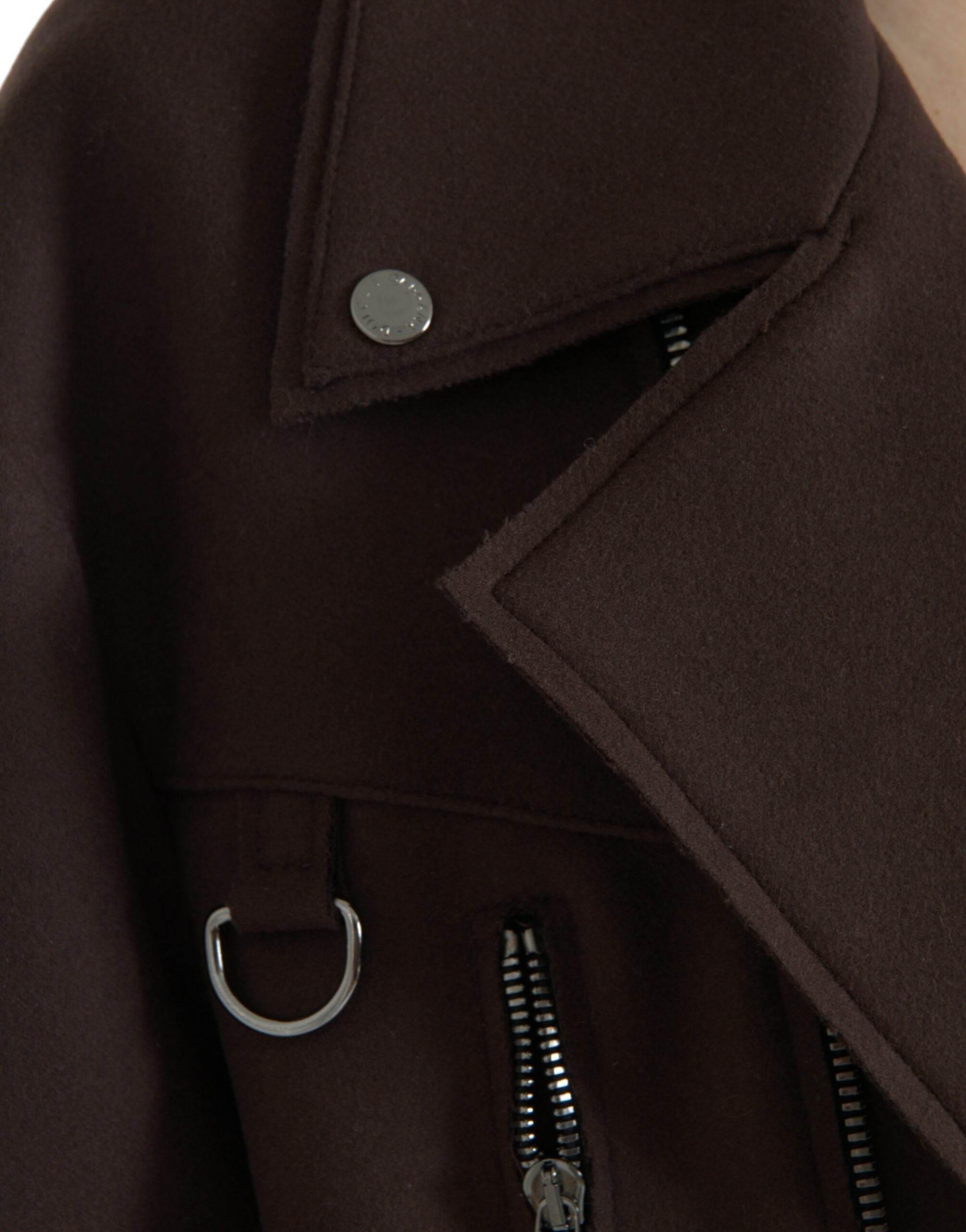 Dolce & Gabbana Brown Coat Short Biker Wool Jacket - Hilstor